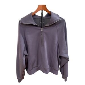 SUUKSESS Womens XL Pullover Quarter Zip Collar Sweatshirt Top‎ Gray